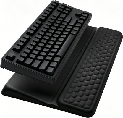 Computer Keyboard Stand Pad with Wrist Rest, Ergonomic Comfy Tilted Keyboard Stand Riser Holder Pad for Office Home (Black)