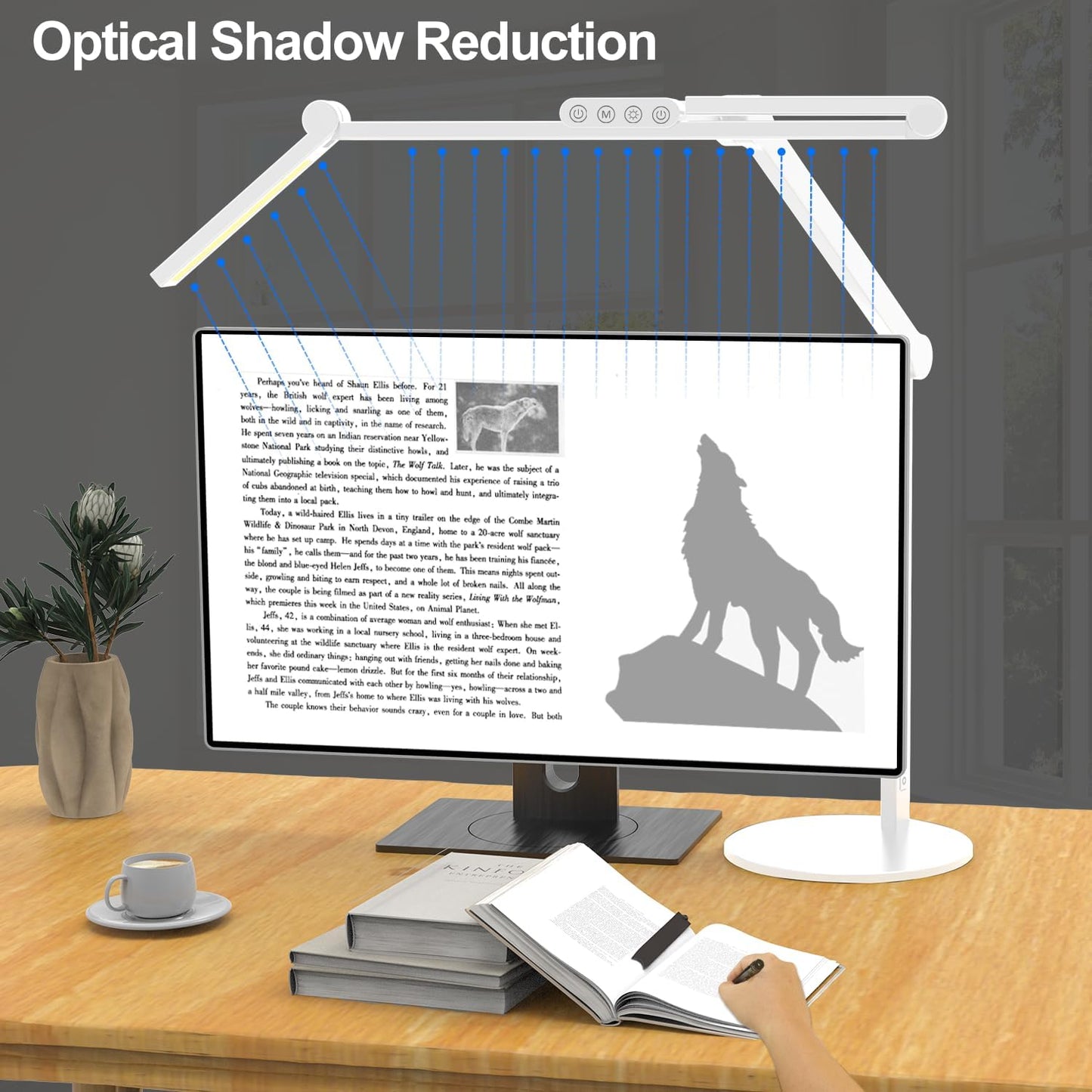 Micomlan Architect Desk Lamp for Home Office, 24W Adjustable Led Desk Light with Remote, 1500LM Bright Dimmable Computer Table Light Rotatable Office Lamp with Base for Cafting Monitor