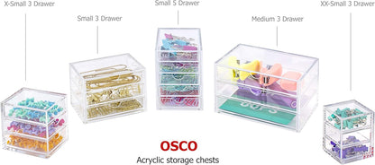 Osco X-Small Clear Acrylic Triple Drawer, (X-Small), A3274