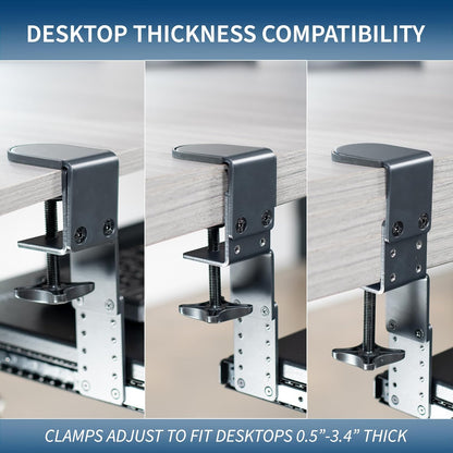 VIVO Large Height Adjustable Under Desk Keyboard Tray, C-clamp Mount System, 27 (33 Including Clamps) x 11 inch Slide-Out Platform for Typing, White, MOUNT-KB05HW