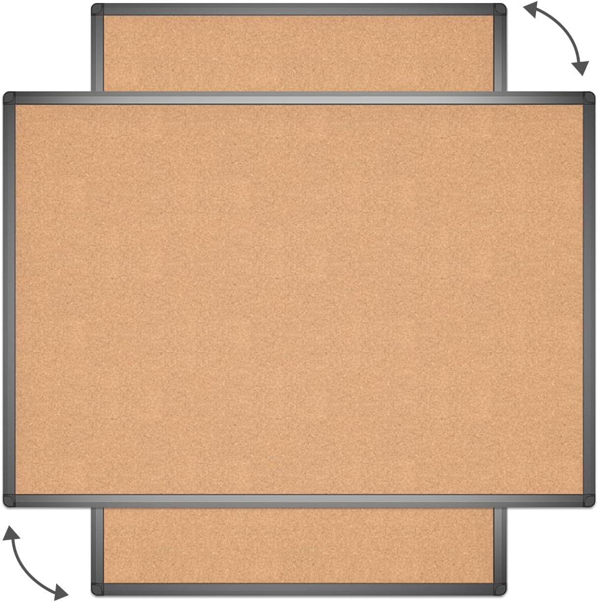 VIZ-PRO Cork Notice Board, 36 X 24 Inches, Cork Bulletin Board with Black Aluminium Frame