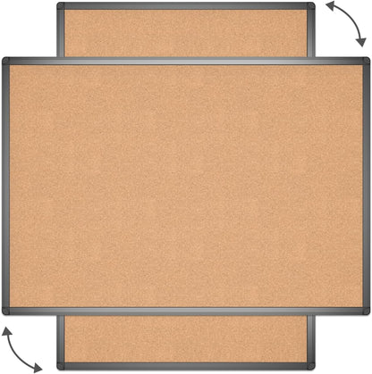 VIZ-PRO Cork Notice Board, 36 X 24 Inches, Cork Bulletin Board with Black Aluminium Frame