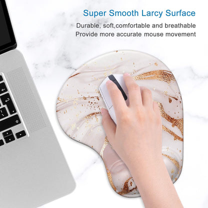 ITNRSIIET Ergonomic Mouse Pad with Gel Wrist Support Wrist Rest Smooth Surface Non-Slip PU Base Comfortable Office Supplies Pain Relief, 9.5 x 8 inches, Beach