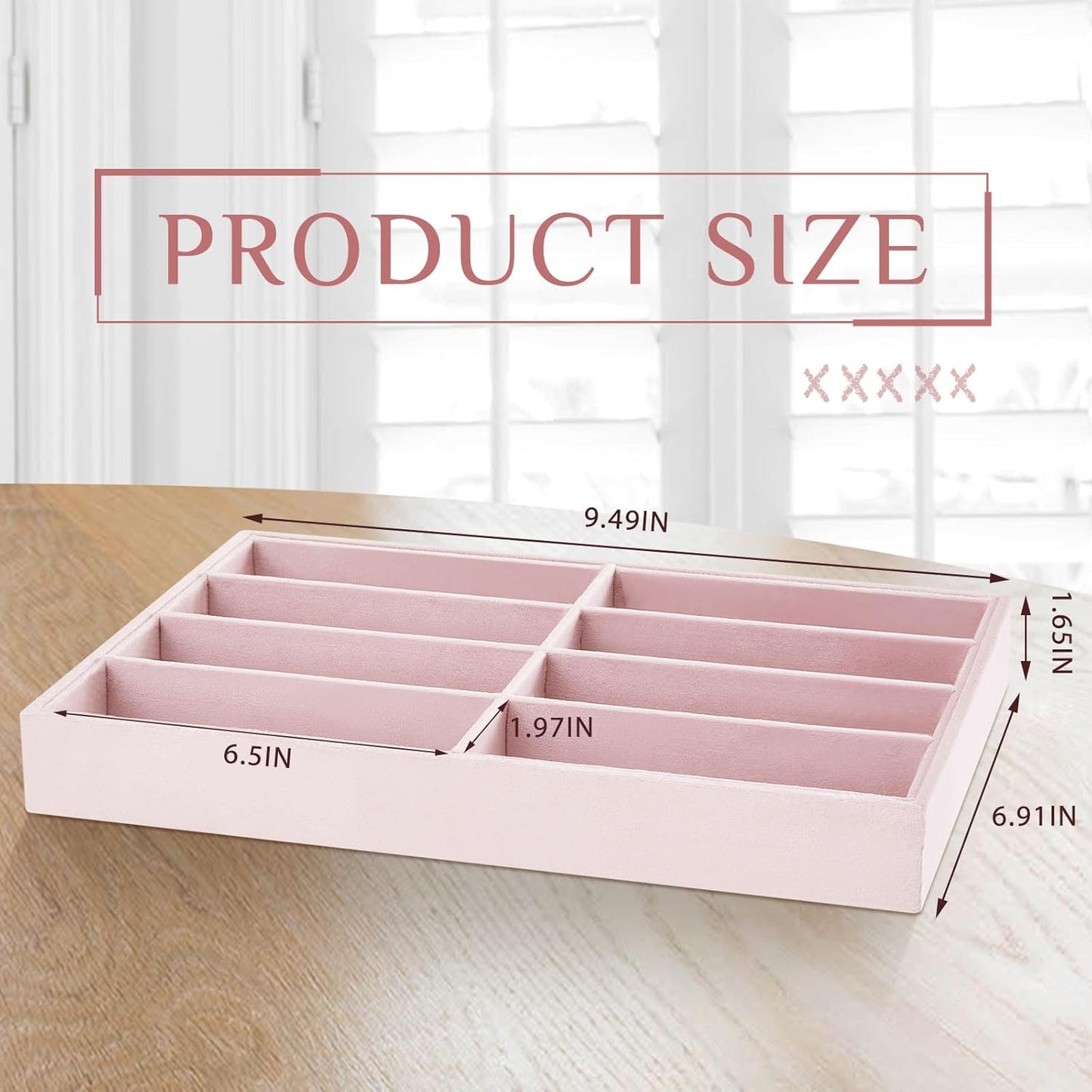 Amylove 2 Pcs Sunglass Organizer Trays Glasses Stackable Jewelry Trays Sunglass Organizer Display Box(8 Grids,Beige)