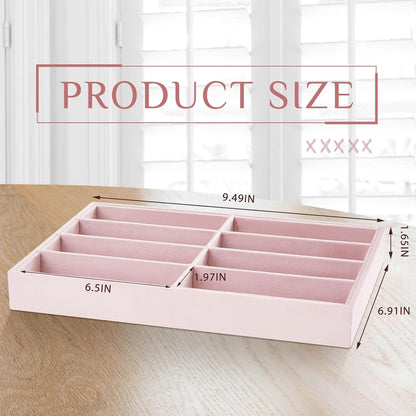 Amylove 2 Pcs Sunglass Organizer Trays Glasses Stackable Jewelry Trays Sunglass Organizer Display Box(8 Grids,Beige)