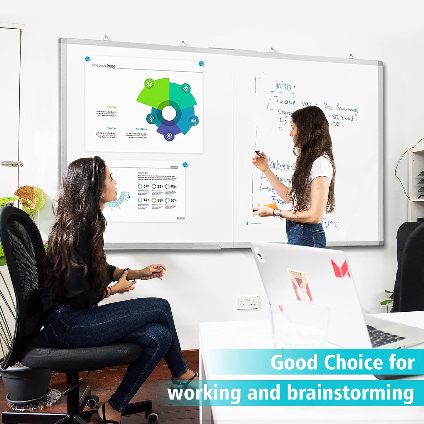 Magnetic White Board Dry Erase Board for Wall，72" x 40" Wall-Mounted Aluminum Frame Marker Board, Foldable Portable Whiteboard with a Long Pen Tray for School, Classroom, Office & Home
