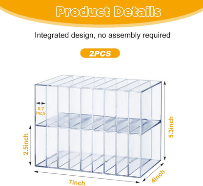 MotiMind 2 Pcs Acrylic Marker Organizer Desktop Storage Hold 144 Marker, Clear Pencil Holder Stand Art Brushes Stationary Display with 18 Compartments for School Classroom Desk Home Office Supplies