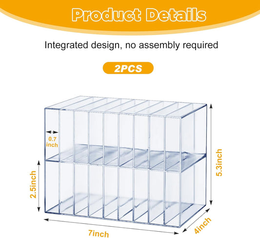 MotiMind 2 Pcs Acrylic Marker Organizer Desktop Storage Hold 144 Marker, Clear Pencil Holder Stand Art Brushes Stationary Display with 18 Compartments for School Classroom Desk Home Office Supplies