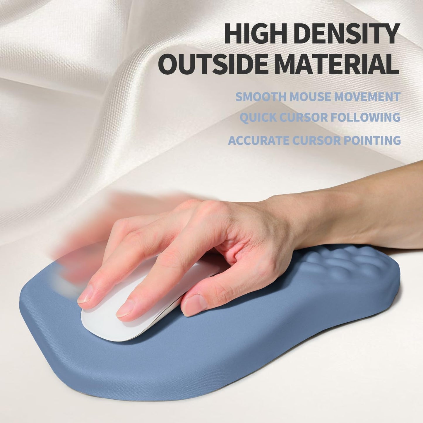 Ergonomic Raised Mouse Pad Wrist Support with Bilateral Slope Memory Foam Mousepad for Wrist Rest and Carpal Tunnel Pain Relief 11.8x7.9〃 Black