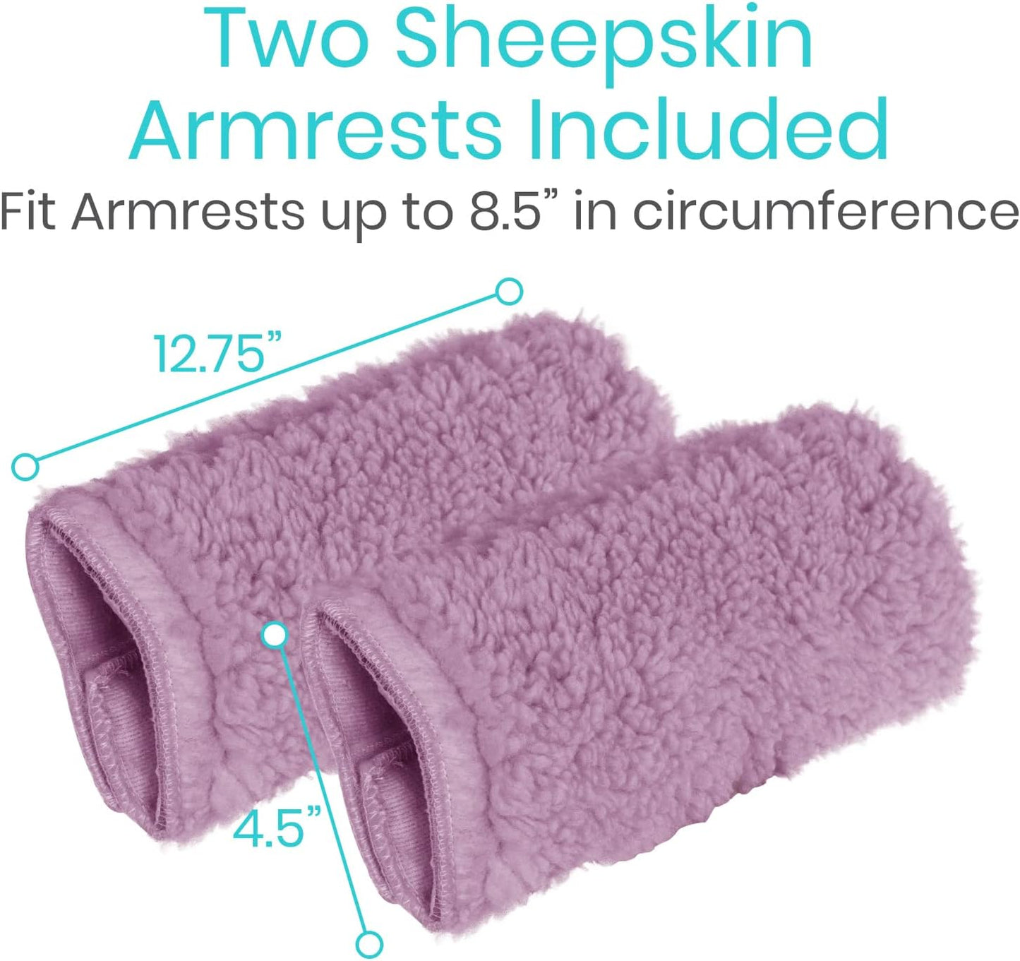 Vive Wheelchair Armrest Pads (2 PCS) - Memory Foam Sheepskin Cushion Accessories for Transport Electric Wheel Chair Arm Rests - for Adults, Seniors, Handicapped - Soft Support for Office Chair