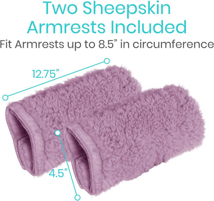 Vive Wheelchair Armrest Pads (2 PCS) - Memory Foam Sheepskin Cushion Accessories for Transport Electric Wheel Chair Arm Rests - for Adults, Seniors, Handicapped - Soft Support for Office Chair