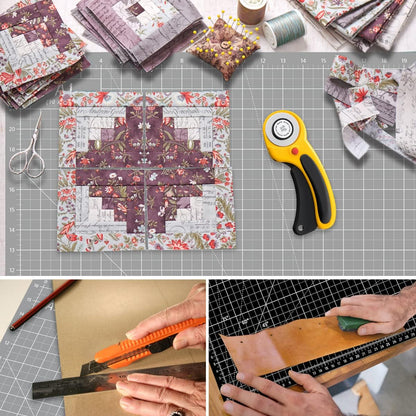 HEADLEY TOOLS 18" x 24" Thickened Self Healing Cutting Mat, A2 Rotary Cutting Sewing Mat for Crafts, Double Sided 5-Ply Table Cutting Board for Fabric Quilting Leather Arts Hobby Project, Grey/Black