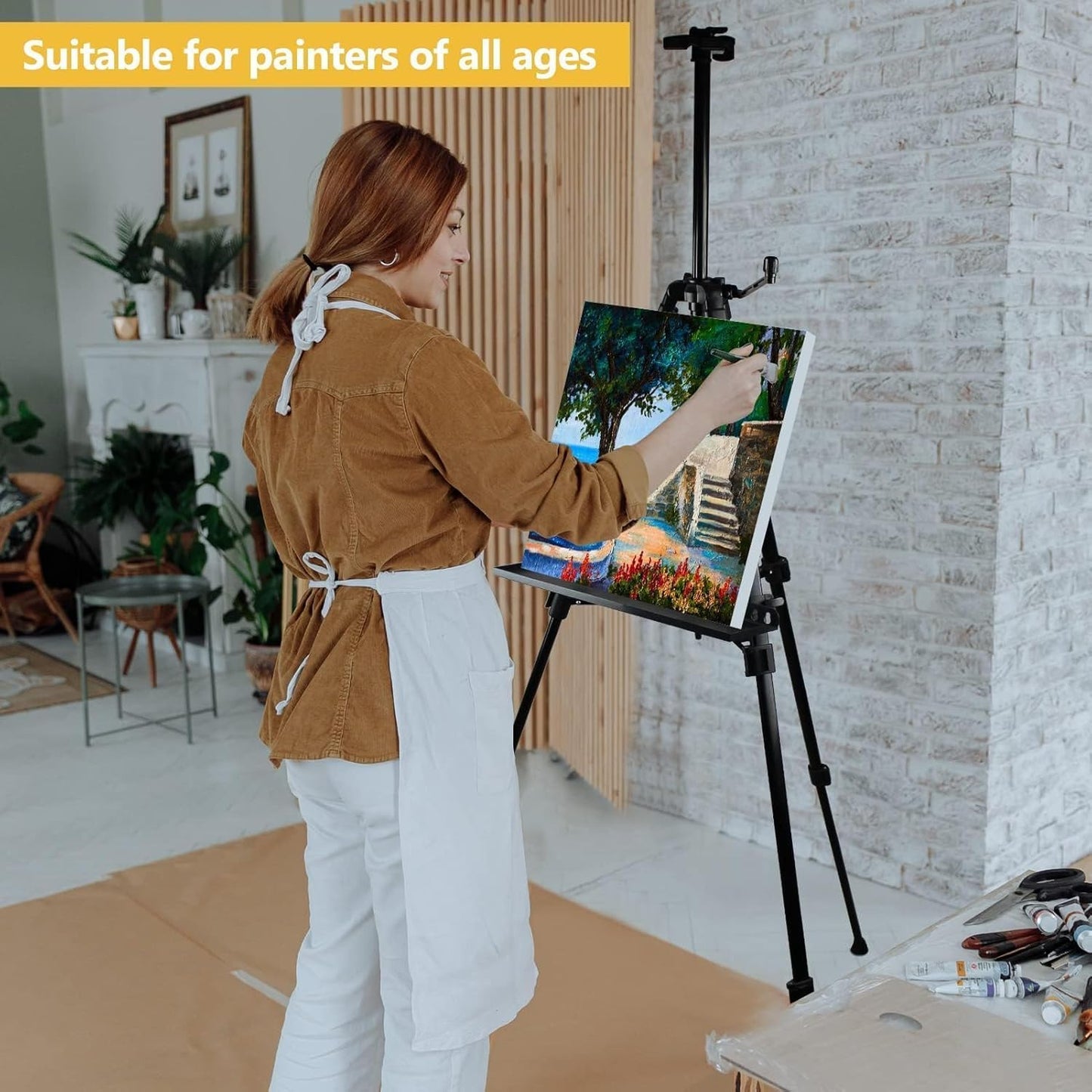 Art Easel Stand for Painting and Sign - RRFTOK 17 to 66 Inch Adjustable Aluminum Tripod Easels for Display, Portable Canvas and Poster Stand with Carry Bag for Beginners, Students and Classroom Use