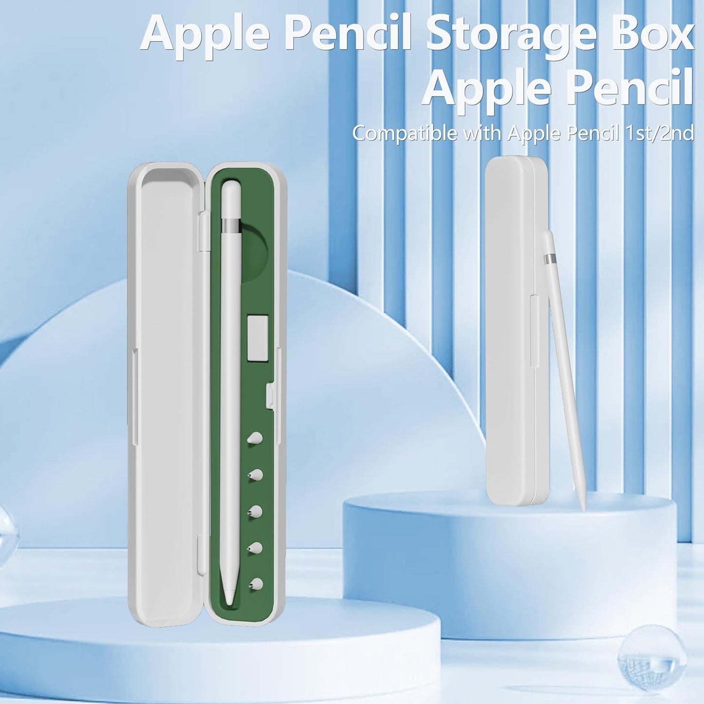 Inesore Pencil Case Compatible with Apple Pencil Pro/1st/2nd Gen/USB-C,Contain 5 Pack for Apple Pencil Tips Replacement Accessories (Purple Silicone Card Slot)