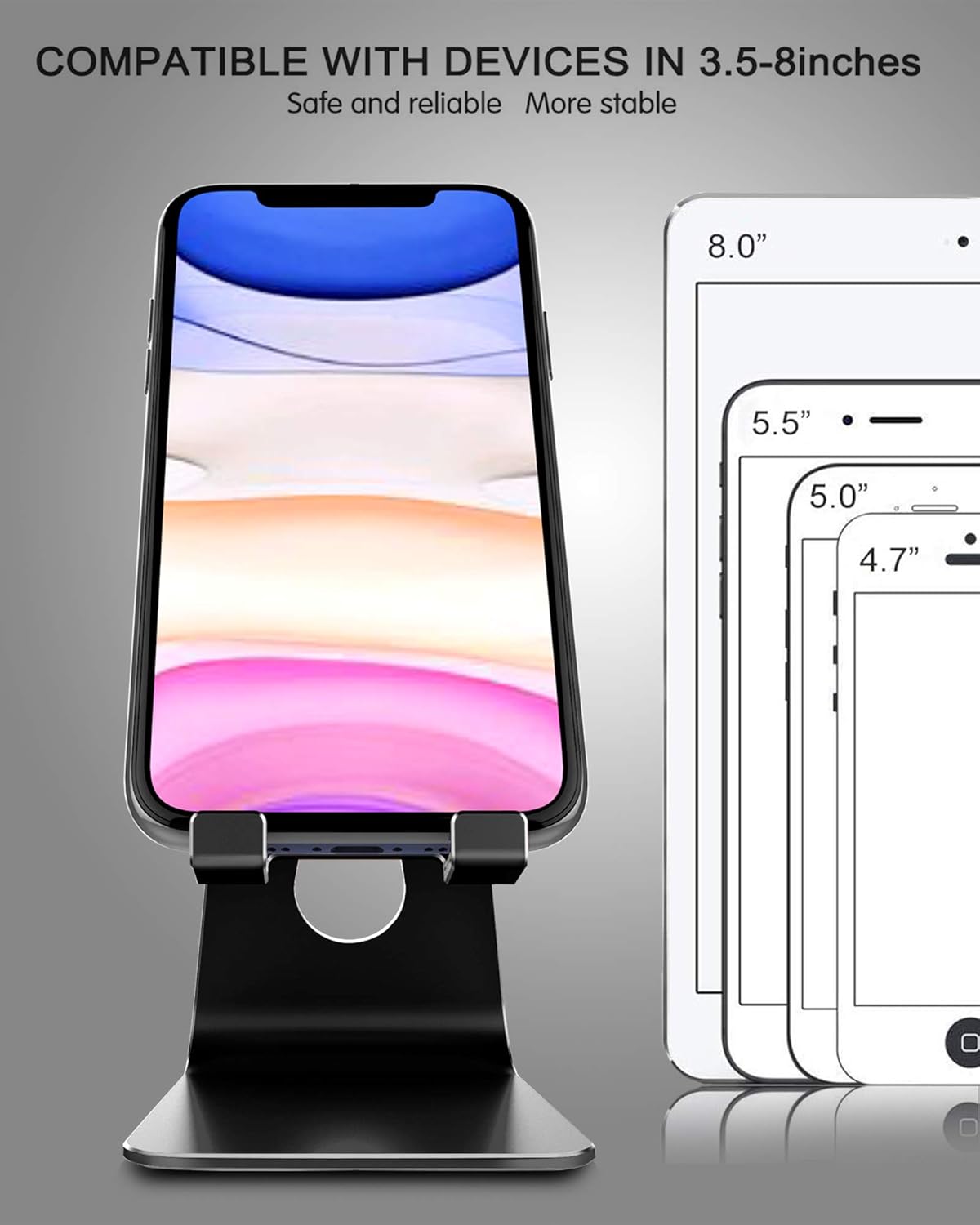 CreaDream Adjustable Cell Phone Stand, Phone Stand, Cradle, Dock, Holder, Aluminum Desktop Stand Compatible with Phone 16 15 14 13 12 11 Pro Max Plus SE, Accessories Desk, All Mobile Phones-Rose Gold