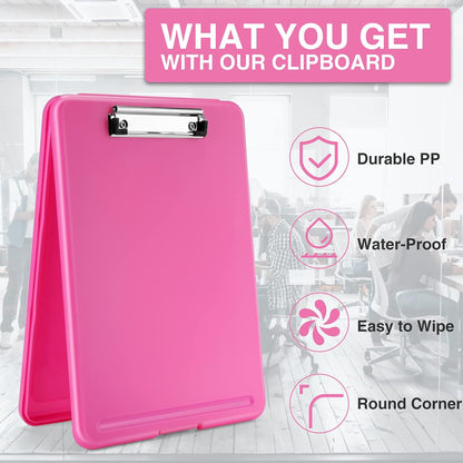 Sooez Clipboard with Storage, Plastic Storage Clipboards with Low Profile Clip, Nursing Clip Boards Foldable, Hanging Clipboard Case for Work, Teacher, Classroom Must Haves, Office School Supplies