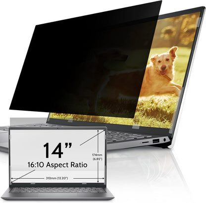IPROKKO Laptop Privacy Screen 14 Inch 16:9 Aspect, Compatible with HP, Dell, Acer, Asus, Samsung, Lenovo Yoga & More, Removable Anti Blue Light Glare Spy Computer Monitor Filter Security Shield