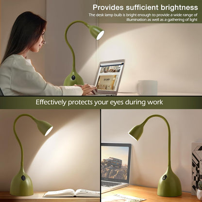 EJIAXIN Desk Lamp for Home Office - Clip on Reading Light and Bed Headboard Clamp Lamp, Bedside Gooseneck Table Lamp, Clip on Desk Lamps, Eye-Caring Desk Lamp for College Dorm Room Study Lamp, White
