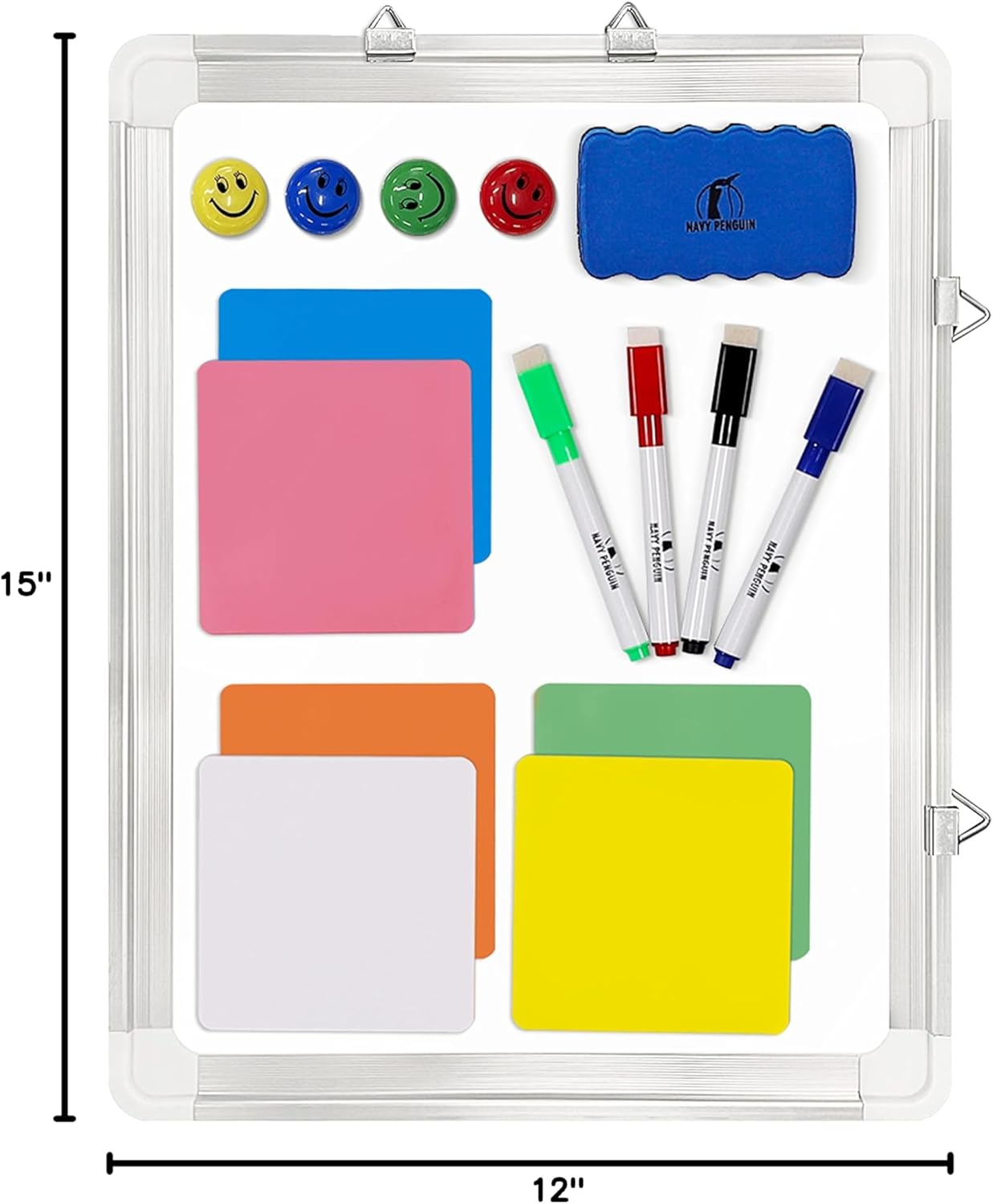 Whiteboard Set - Dry Erase Board 24 x 24 in with 1 Magnetic Eraser, 4 Dry Wipe Markers, 4 Magnets and 6 Magnetic Labels - Wall Hanging Reminder Kanban White Board for Home and Office (24x24 inch)