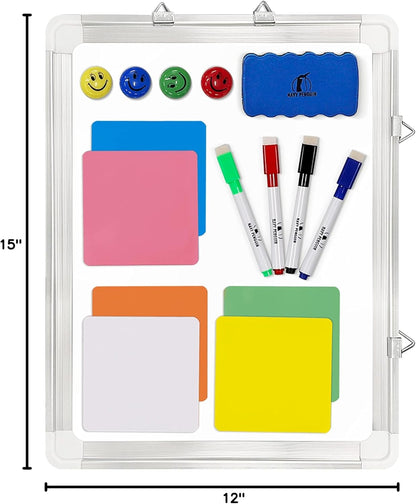 Whiteboard Set - Dry Erase Board 24 x 24 in with 1 Magnetic Eraser, 4 Dry Wipe Markers, 4 Magnets and 6 Magnetic Labels - Wall Hanging Reminder Kanban White Board for Home and Office (24x24 inch)