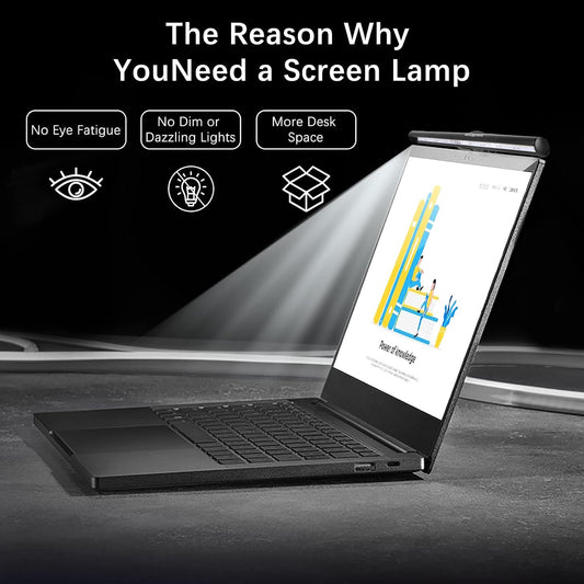 Wodgreat Laptop Monitor Lamp, LED Screen Light Bar, Adjustable Brightness & Color Temperature, Eye-Care Tablet Lamp for Keyboard, No Screen Glare, Space Saving, USB Powered, for Laptop Only