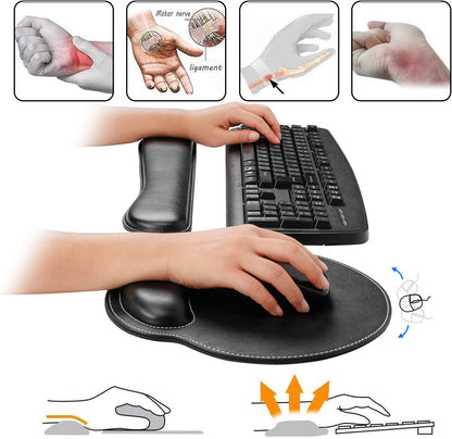 RICHEN Keyboard Wrist Rest and Mouse Pad with Wrist Support, Memory Foam Set for Gaming and Office, Comfortable & Lightweight for Easy Typing & Pain Relief (White Butterflies)
