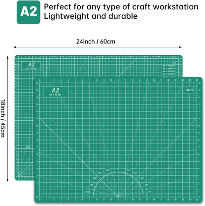 HEADLEY TOOLS 18" x 24" Thickened Self Healing Cutting Mat, A2 Rotary Cutting Sewing Mat for Crafts, Double Sided 5-Ply Table Cutting Board for Fabric Quilting Leather Arts Hobby Project, Grey/Black