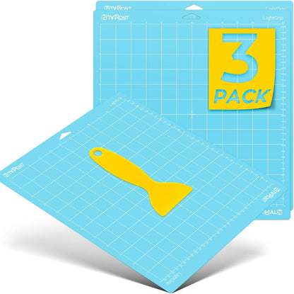 HTVRONT Standard Grip Cutting Mat, 6 Pack Cutting Mat 12x12 Compatible with Cricut Maker 3/Maker 4/Maker/Explore 3/4/5/Air 2/One, Standard Adhesive Sticky Quilting Cutting Mats Replacement Accessories