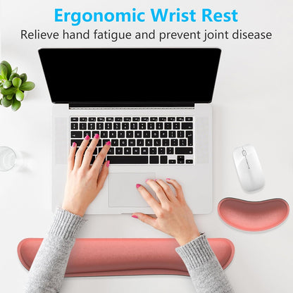 Dapesuom Enlarge Keyboard Wrist Rest, Memory Foam Keyboard Wrist Cushion for Computer Desk Mats Support, Pain Relief Ergonomic Mouse Pad Rests with Non-Slip Base for Gaming, Laptop, Radiant Orchid