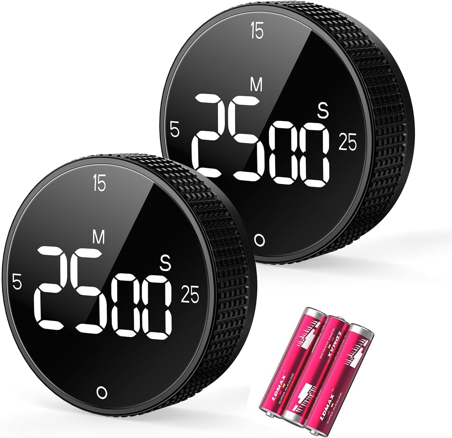 Digital Kitchen Timer with Magnetic, Large LED Display Countdown/Countup Timer, Pomodoro Preset 5/15/25 Mins, Volume & Brightness Adjustable for Cooking Baking Working Studying Silver