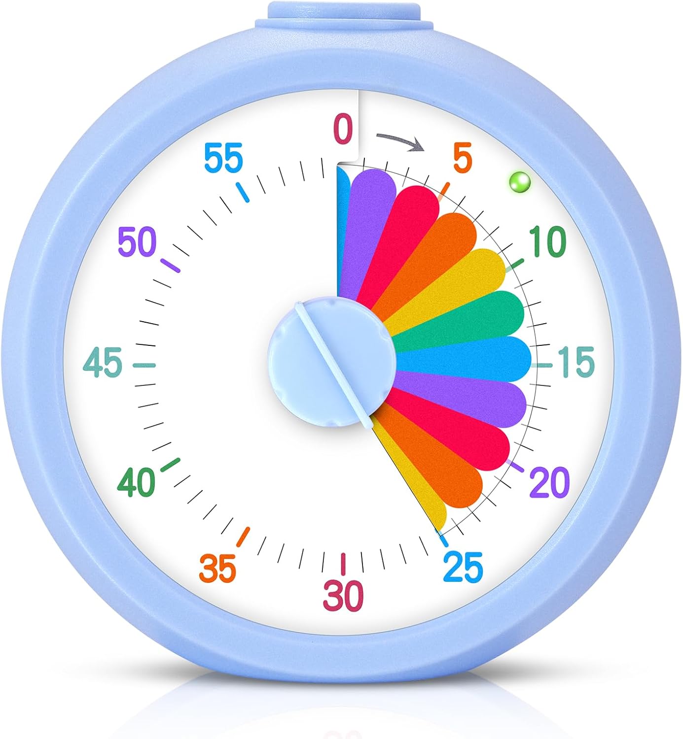 Mwellewm Visual Timer for Kids, 60 Minute Time Digital Pomodoro Timer Countdown with Silent Pause Function for Classroom Kitchen Study Cooking Meetings ADHD Rainbow Pattern(Blue)