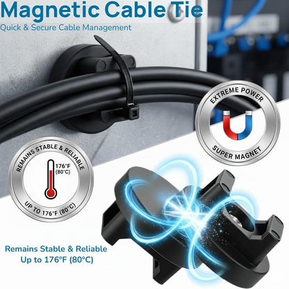 225 Pieces Magnetic Cable Ties Set, 25 Magnetic Zip Tie Mounts with 200 Cable Ties, Strong Wire Holder Cables Management, Multipurpose Electrical Cord Holders Organizer (22mm)