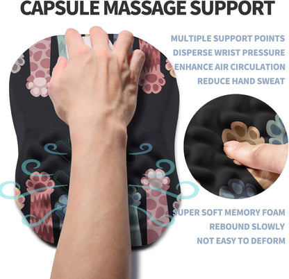 Ergonomic Raised Mouse Pad Wrist Support with Bilateral Slope Memory Foam Mousepad for Wrist Rest and Carpal Tunnel Pain Relief 11.8x7.9〃 Black