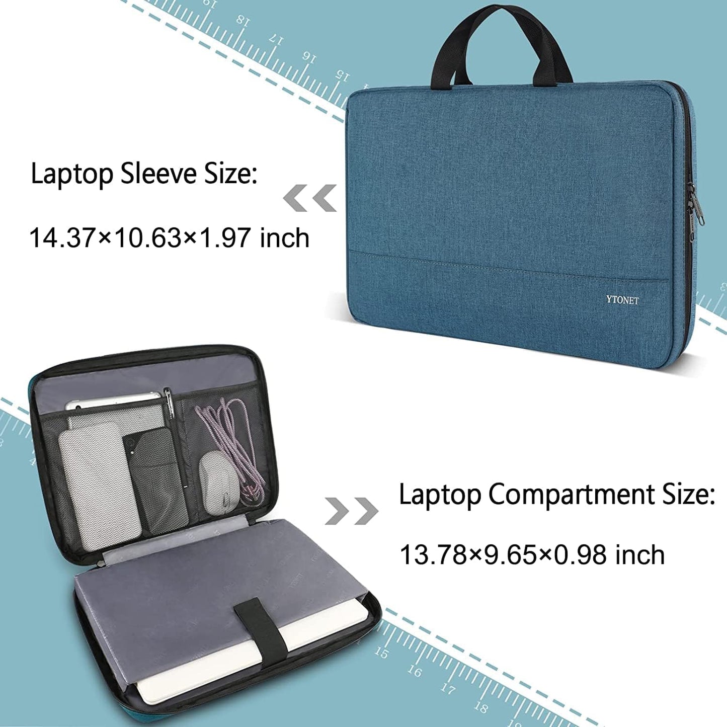 Ytonet Laptop Case, 15.6 inch TSA Laptop Sleeve Computer Bag Water Resistant Computer Case Carrying Cover Compatible for Lenovo, HP, Dell, Asus Notebook, Gifts for Men Women, Grey
