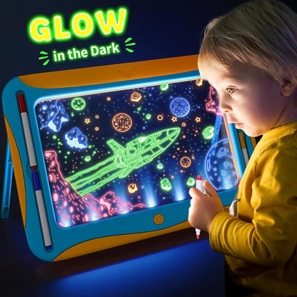 Magic LED Drawing Board for Kids, Girls Toys Age 6-8, Light Up Tracing Pad with 9 Double-Sided Cards, 6 Washable Markers, Arts & Crafts Kits Learning Toy Glow Up Doodle Board Christmas Birthday Gifts