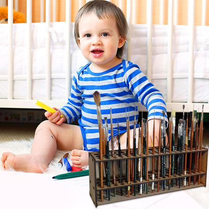 Shakven 67 Holes Wooden Paint Brush Holder Stand | Artist Paint Brush Holder for Dryer, Desk Stand Organizer
