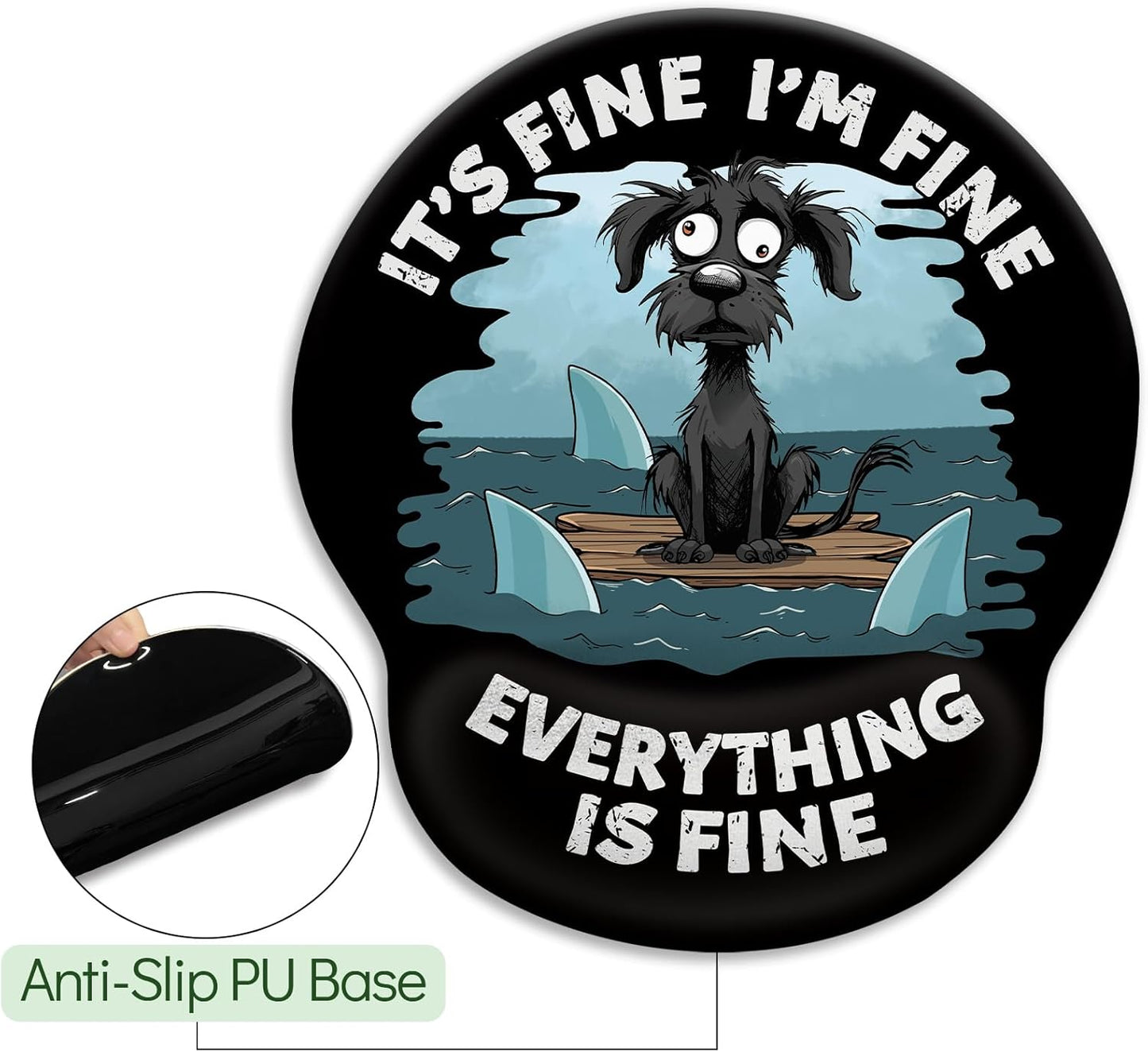 LIMKRIAN Cat Ergonomic Mouse Pad with Wrist Rest, Gaming Mouse Pad with Wrist Support, Funny Mouse Pads for Desk, Computer Mousepad with Non-Slip Pain Relief PU Base, Cute Office Desk Accessories