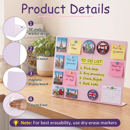 Geyoga 2 Pack Magnetic Bulletin Board with Stand, 16 x 12 Inch Black Magnet Display Board for Memo, Menu, Notes, Photos, for Kitchen Countertop, Office Desk, School