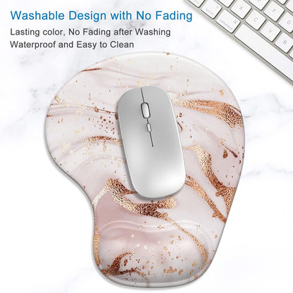 ITNRSIIET Ergonomic Mouse Pad with Gel Wrist Support Wrist Rest Smooth Surface Non-Slip PU Base Comfortable Office Supplies Pain Relief, 9.5 x 8 inches, Beach