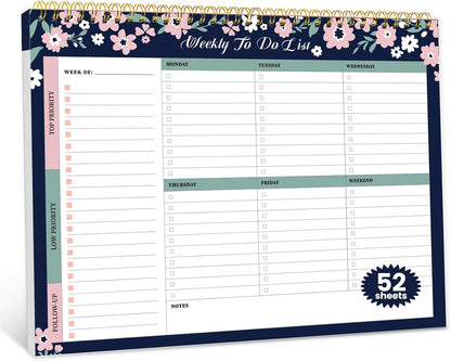 Weekly To Do List Notepad with 52 Undated Sheets（8.5"×11"）- Undated Weekly Planner Notepad for Office Desk Accessories and Supplies - Midnight Lilac