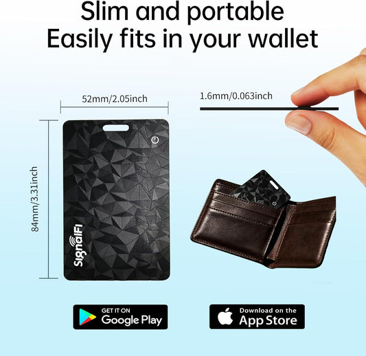 Wallet Tracker Card for iOS & Android 0.07in IP68 Waterproof Long Battery Life, Works with Apple Find My & Google Find Hub, Wireless Charging, Perfect for Wallets, Passports, Bags & Pets