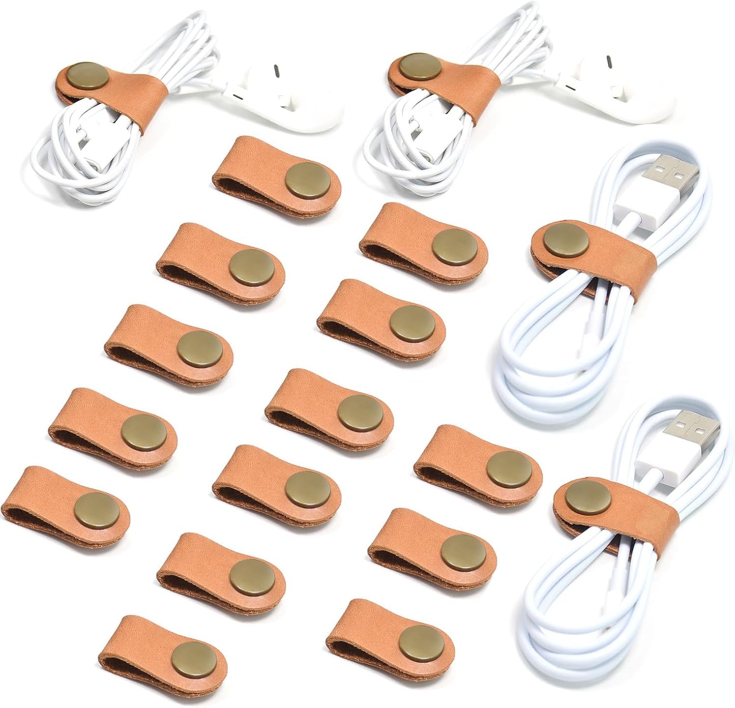 CAILLU Cord Organizer,Cord Keeper,Cable Organizer USB Holder,Cable Straps,Earbud case,wrap Headphone,Headset Winder,Earphone Clips Ties,stocking stuffers for men Gifts Leather