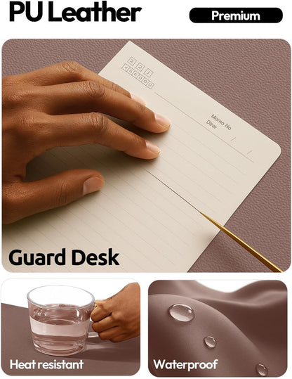 YSAGi Large Extended PU Leather Desk Pad Protector – Non-Slip Waterproof Desk Mat for Office & Home, Easy Clean Mouse Pad & Laptop Writing Blotter 35.4"x17" Black - Colors B