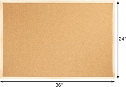 OWLKELA Cork Board 14.6"X 11", Notice Pin Board, Memo Board, Vision Board, Bulletin Board for Office, Classroom or Home, Mounting Hardware and Push Pins Included, Wooden Frame