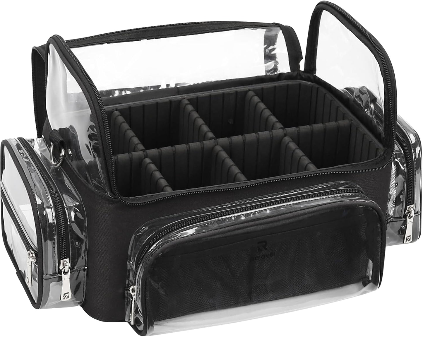Makeup Brush Bag, Makeup Brush Holder Travel Stand-up Makeup Cup Large Makeup Brush Organizer Case Professional Cosmetic Bag Artist Storage Bag with Adjustable Divider (Large, Black)