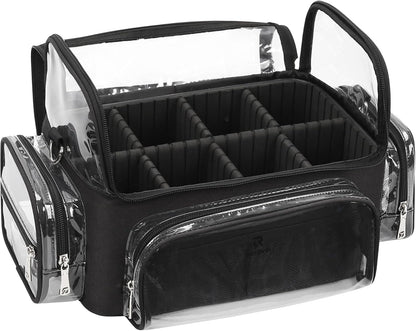 Makeup Brush Bag, Makeup Brush Holder Travel Stand-up Makeup Cup Large Makeup Brush Organizer Case Professional Cosmetic Bag Artist Storage Bag with Adjustable Divider (Large, Black)