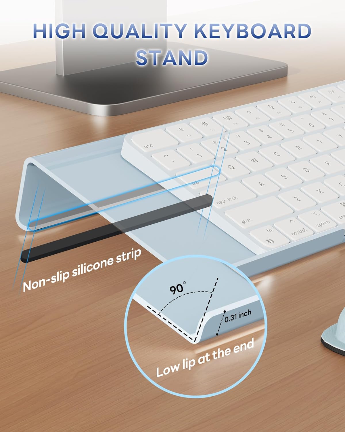 Laborio Computer Keyboard Stand for Desktop, Keyboard Riser Wrist Rest Holder for Easy Typing, Office Desk, Home, School Accessories(Coffee)