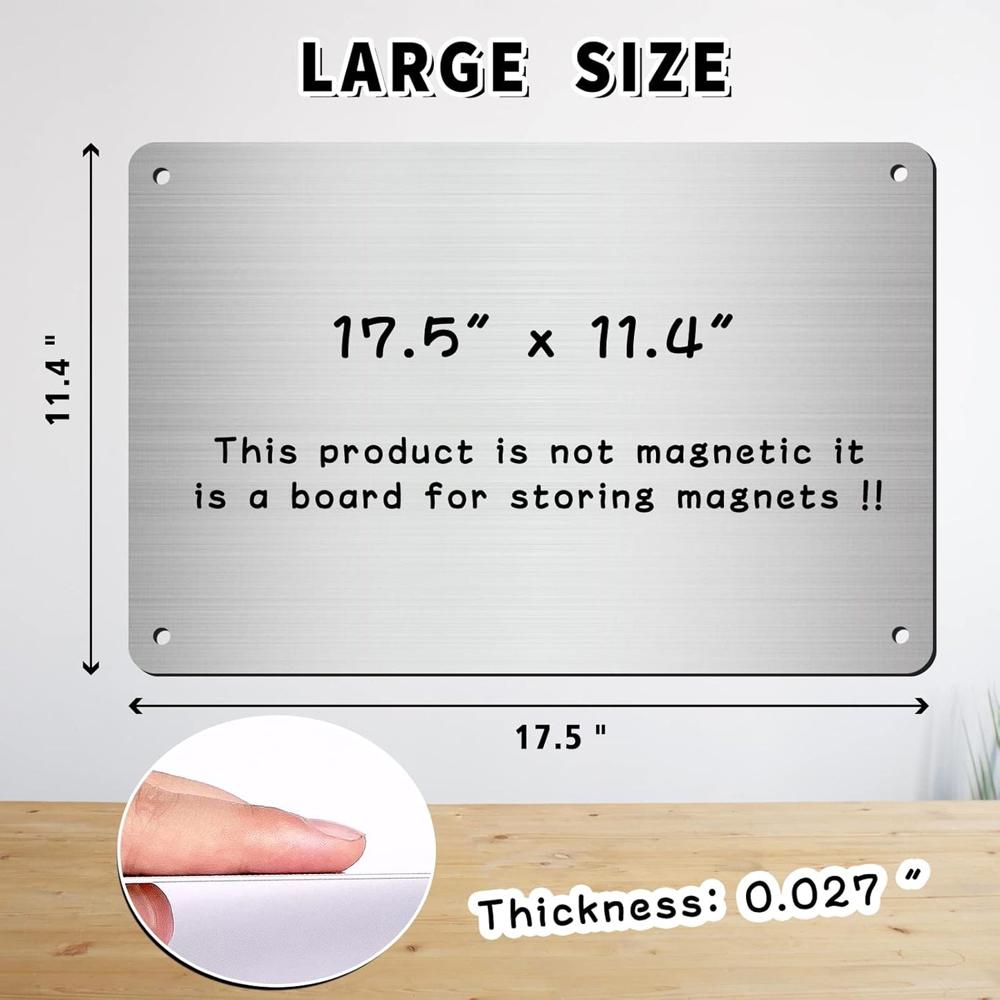 2Pack Magnetic Board 17.5" x 11.4" Magnet Bulletin Board is Suitable for displaying Notes, Photos,Magnetic Letters,Suitable for Walls, refrigerators, cabinets, etc