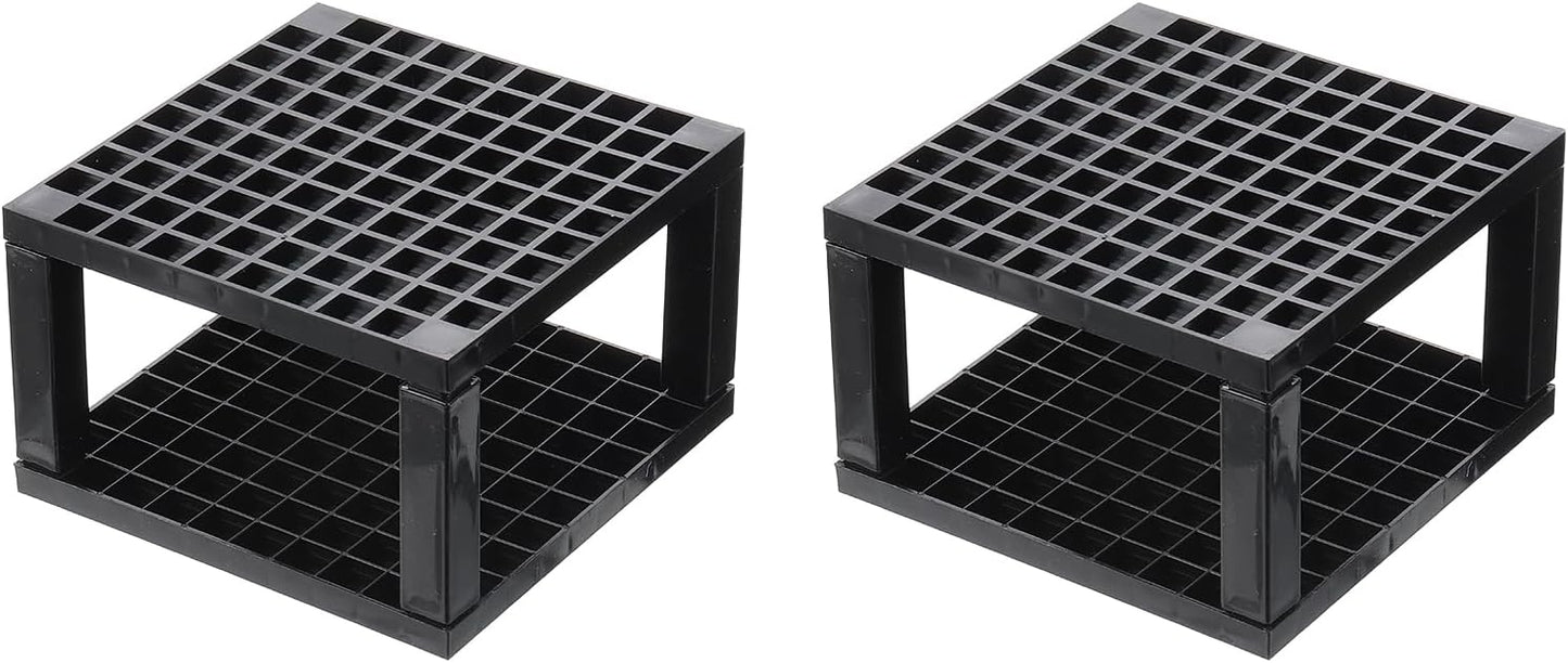 PATIKIL 2pcs Black Minimalist Square Paint Brush Holder, 96 Holes Plastic Storage Desk Stand for Artist Desk Makeup Pencil, Black