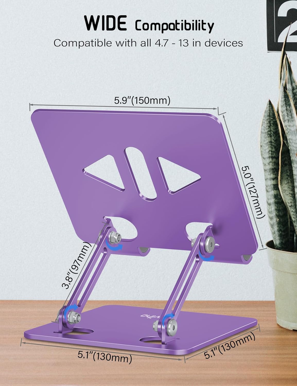 Aoviho Tablet Stand Holder for Desk, Adjustable Aluminum Desk Accessories, Stable Desktop Stand for Office Home,Compatible with iPad Pro Air Mini, Samsung Tablets, Rose Gold
